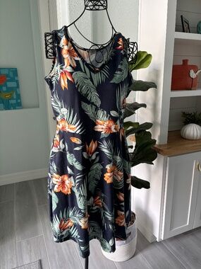 Huhot Sleeveless Tropical Floral Dress Sz XL